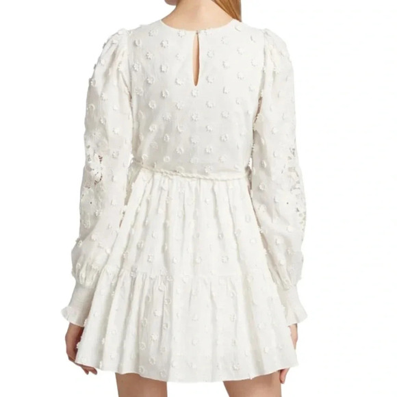 Cami NYC Carolina Floral Applique White Long Sleeve Mini Dress Size Small - Picture 5 of 16